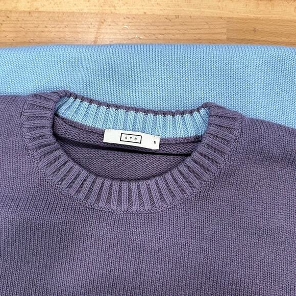 AYR The Yachty Moma Luxury Sweater Mens Purple Orange Blue Striped size Medium - Picture 4 of 7